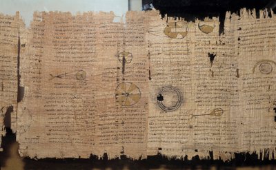 Antichità egizia: papiro astronomico di Eudox. Periodo tolemaico (332-30 a.C.). Dall