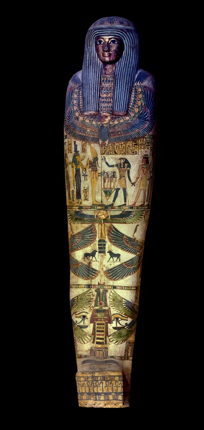 Antichità egizia: coperchio del sarcofago di Jedkhonsouioufankh (Djedkhonsouioufankh), circa 750 a.C. da School Egyptian