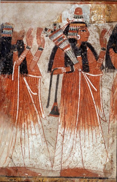 Antichità egiziana: frammento di murale dalla tomba di Niay che raffigura una sfilata di parenti del defunto. Dal sito di Dra Aboul Naga. XIX dinastia (1295-1186 a.C.) da School Egyptian