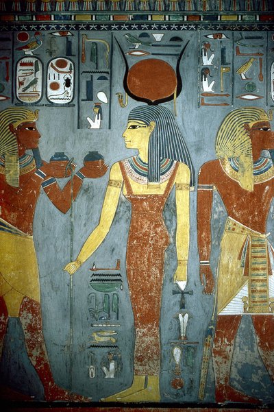 Luxor, Tebe: Valle dei Re, tomba di Horemheb (-1343 - -1314), faraone egiziano su cui appare la dea Iside da School Egyptian