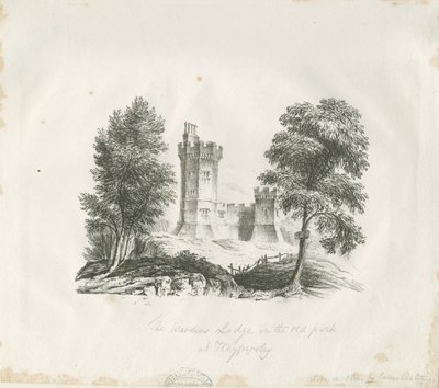 Biddulph - Alloggio dei guardiani a Knypersley Park: incisione da School English