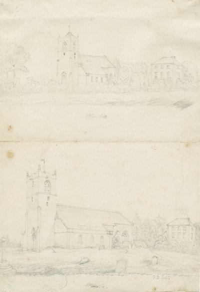 Chiesa di Blymhill: disegni a matita, nd [1797] da School English