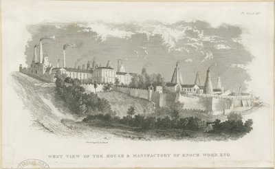 Burslem - casa e fabbrica di Enoch Wood & Sons (incisione) da School English