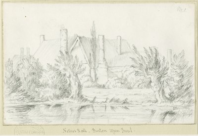 Burton-upon-Trent - Nether Hall: disegno a matita, nd [?19th cent] da School English