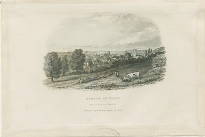 Ponte e città di Burton-upon-Trent (incisione su acciaio) da School English