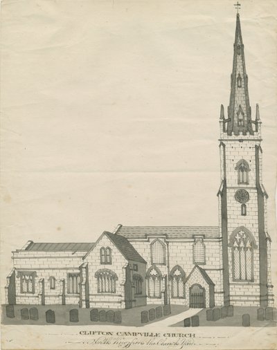 Chiesa di Clifton Campville (disegno a penna e seppia, nd 19° sec) da School English