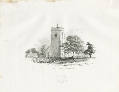 Chiesa di Drayton Bassett: litografia (vignettata), nd [c 1825-30] da School English