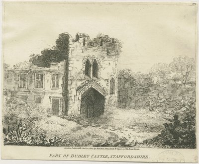 Castello di Dudley - La casa del portone: litografia, nd [c 1801] da School English