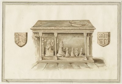 Chiesa di Eccleshall - Tomba del Vescovo Bentham (acquerello, nd 19° sec) da School English