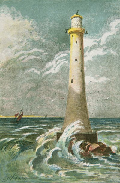 Faro di Eddystone al largo di Plymouth da School English