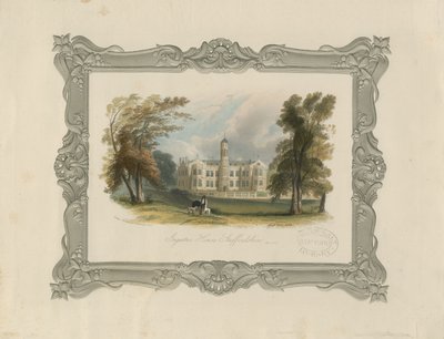 Ingestre Hall (incisione su acciaio, colorata a mano) da School English
