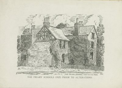 Lichfield - Friary Schools: incisione a linee da School English