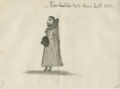 Lichfield - Guildhall [Guildsman]: disegno a seppia, nd [?18° sec] da School English