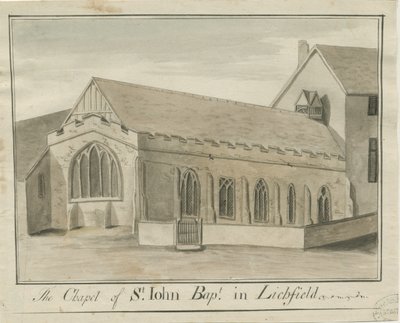 Lichfield - Cappella di San Giovanni: disegno a penna e seppia, nd [c 1770] da School English