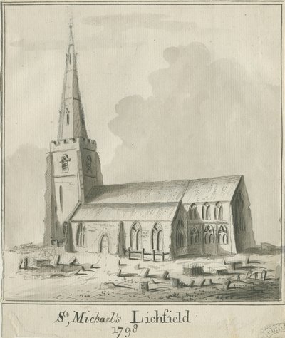 Lichfield - Chiesa di San Michele: disegno a penna e seppia da School English