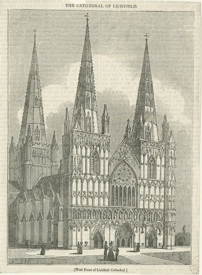 Cattedrale di Lichfield - Facciata ovest: incisione su legno, nd [?XIX secolo] da School English