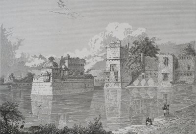 Palazzo di Ranee Bheem e Pudmundi a Cheetore (Chitor, Stato di Udaipur) (incisione) da School English