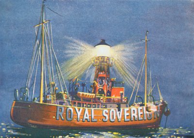 La nave faro Royal Sovereign, stazionata al largo di Beachy Head, Regno Unito da School English