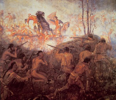 La morte del generale Braddock vicino a Fort Duquesne da School English