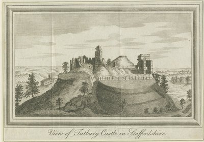 Castello di Tutbury - Vista Est (incisione) da School English