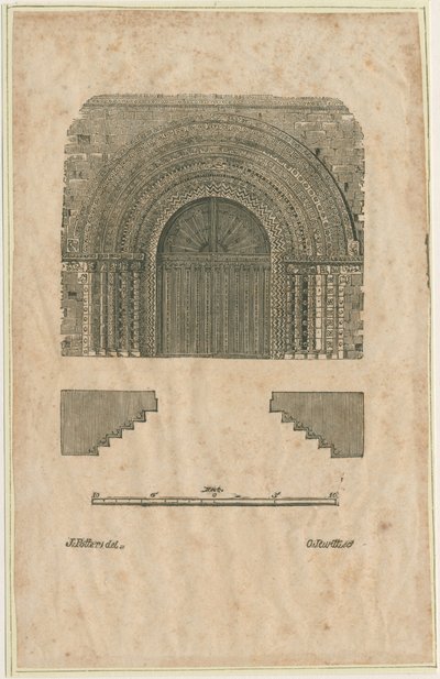 Tutbury Priory Church - Porta Ovest: incisione su legno, nd [?inizio XIX sec] da School English
