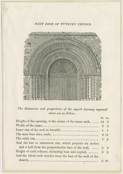 Chiesa Priorale di Tutbury - Porta Ovest (incisione) da School English