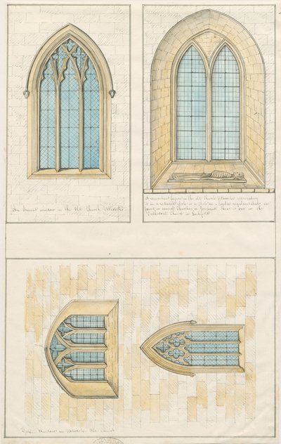 Uttoxeter Church [Vecchia] - Disegno architettonico di finestre 