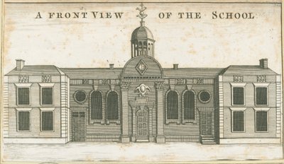 Wolverhampton - Scuola di grammatica: incisione ad acquatinta, nd [c 1751] da School English