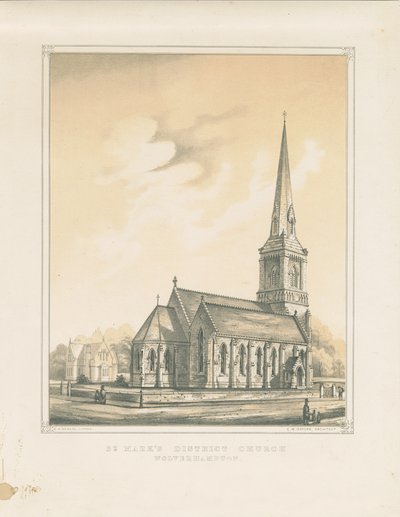 Chiesa del Distretto di San Marco, Wolverhampton (litografia colorata) da School English