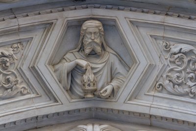 Cristo, dettaglio dal rilievo intorno al portale laterale, cattedrale di Santa Maria del Fiore, Firenze da School Florentine