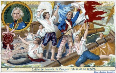 Ammiraglio Villaret (1750-1812), rappresentato nel medaglione, consegnò la battaglia navale di Ouessant all