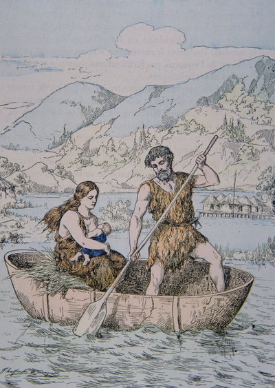 Antichi Galli in barca tipo coracle da School French