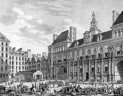 Attacco alla casa comune (municipio) il 29 luglio 1794 a Parigi da parte delle truppe della Convenzione. Parigi, Biblioteca dell
