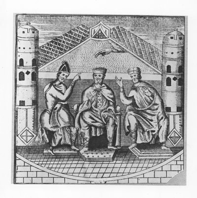 Carlo Magno e i suoi consiglieri (incisione) da School French