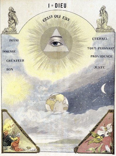 Definizione di Dio come "Colui che è (infinito, eterno, immenso, creatore, buono, onnipotente, provvidenza e giusto)". da School French