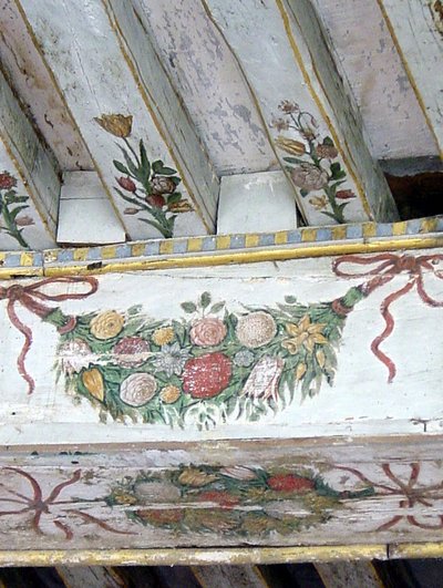 (dettaglio) di travi dipinte (legno dipinto) da School French