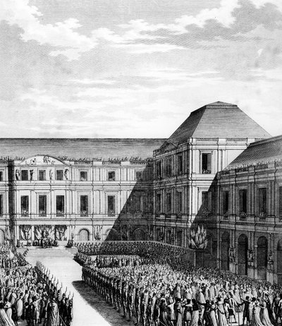 Festa data da Napoleone I Bonaparte (1769-1821) al Palais national du Directoire (Palais du Luxembourg) a Parigi dopo il trattato di Campo Formio il 20 frimaio An VI (10 dicembre 1797). Parigi, Biblioteca dell