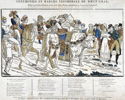Cerimonia del manzo grasso durante il carnevale a Parigi da School French