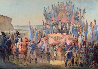 Festa militare a Boulogne con Napoleone che distribuisce le stelle della Legion d