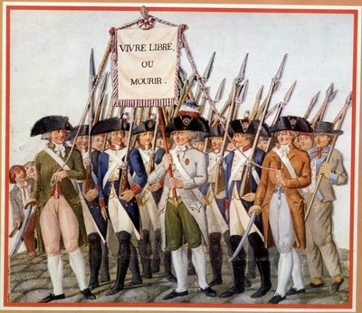Guardie Nazionali con la bandiera “Vivi libero o muori” da School French