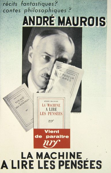 Poster pubblicitario per un romanzo di Andre Maurois, 