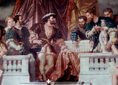Presentazione dei piani del nuovo Louvre a Re Francesco I da School French