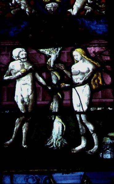 Finestra che raffigura Adamo ed Eva e il Serpente da School French