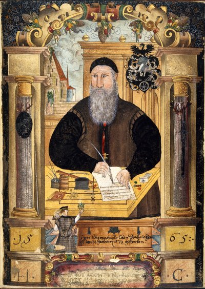 Ritratto di Jerome Coeler il Vecchio (m.1573) da una raccolta di memorie della famiglia Coeler, Norimberga da School German