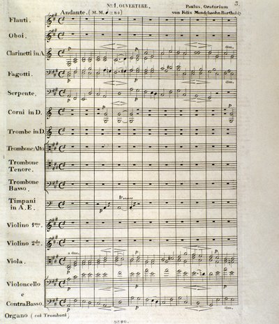 Prima pagina della partitura di "Paulus", op. 36 di Felix Mendelssohn da School German