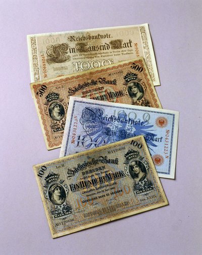 Banconote tedesche in circolazione dal 1876 al 1917 da School German