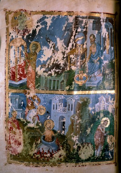 Scene della vita di San Cipriano. Miniatura in Omelie. Orationes di San Gregorio di Nazianzo, 879-882. Manoscritto greco. Parigi, NL da School Greek