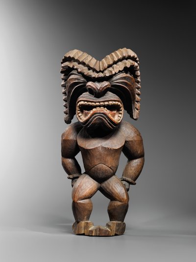 Figura hawaiana, stile kona, rappresentante il dio della guerra, ku ka ’ili moku, c.1780-1820 da School Hawaiian
