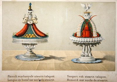 Design per la presentazione della lingua di bue su un letto di stearina e per l