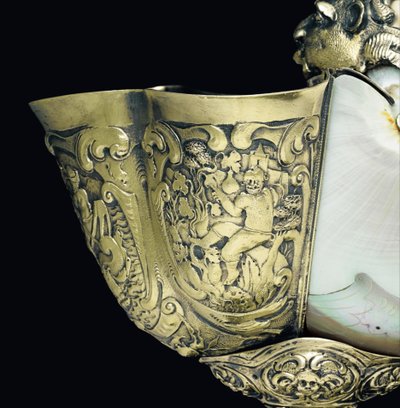Coppa di nautilo montata, Nagyszeben, metà del XVII secolo (dettaglio) da School Hungarian